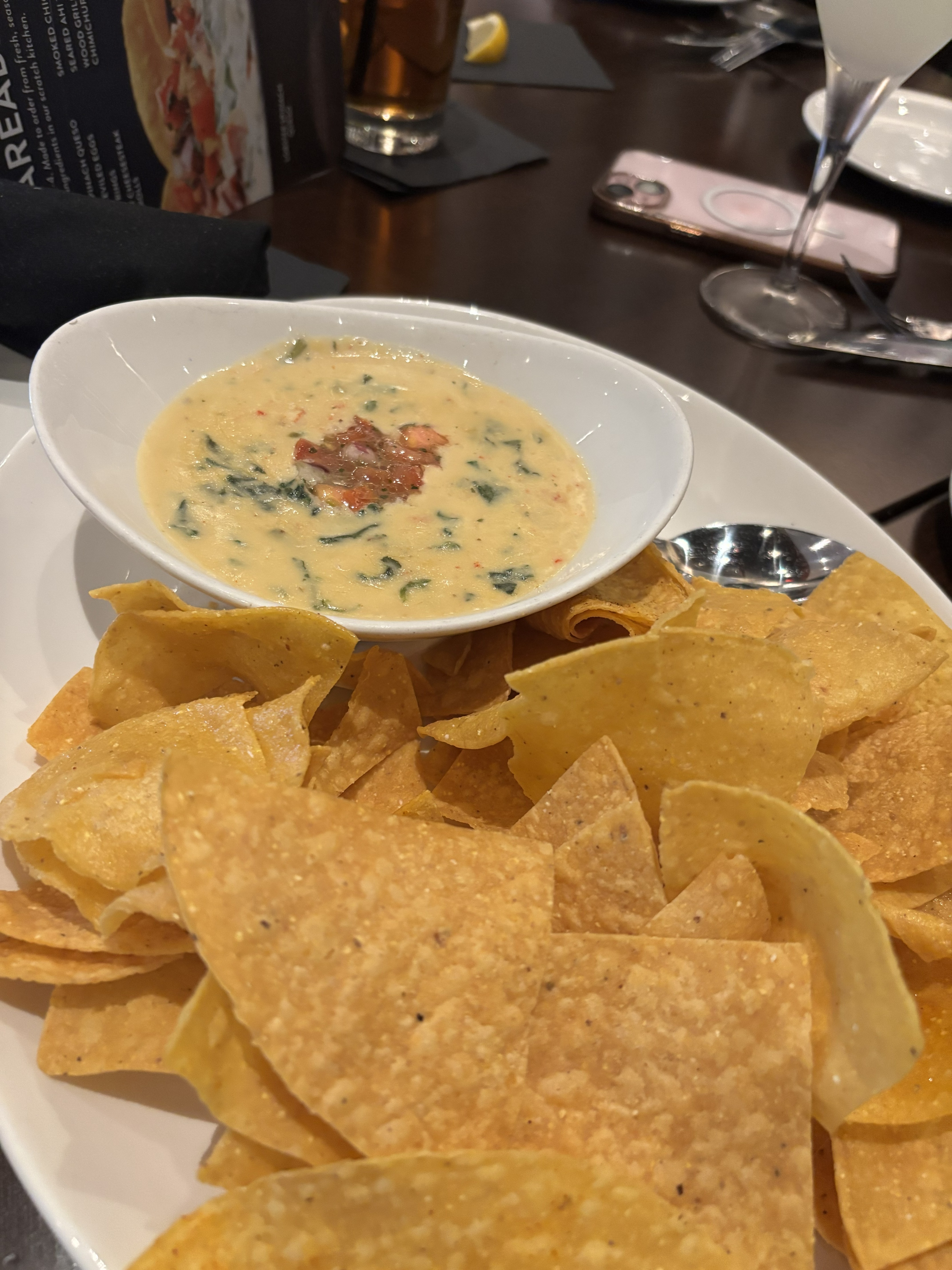 lobster queso dip with chips