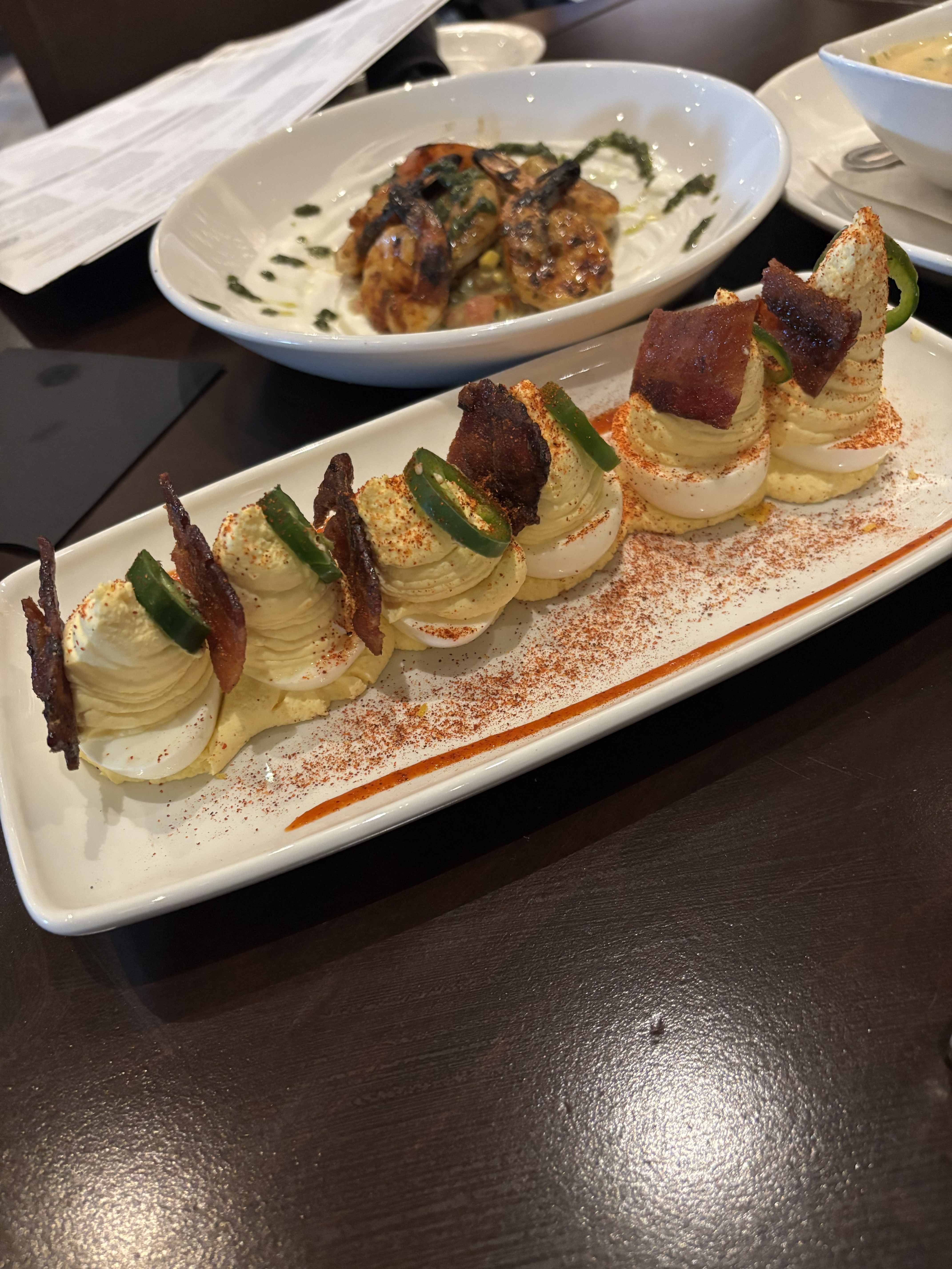 deviled eggs appetizer at Firebirds Gainesville