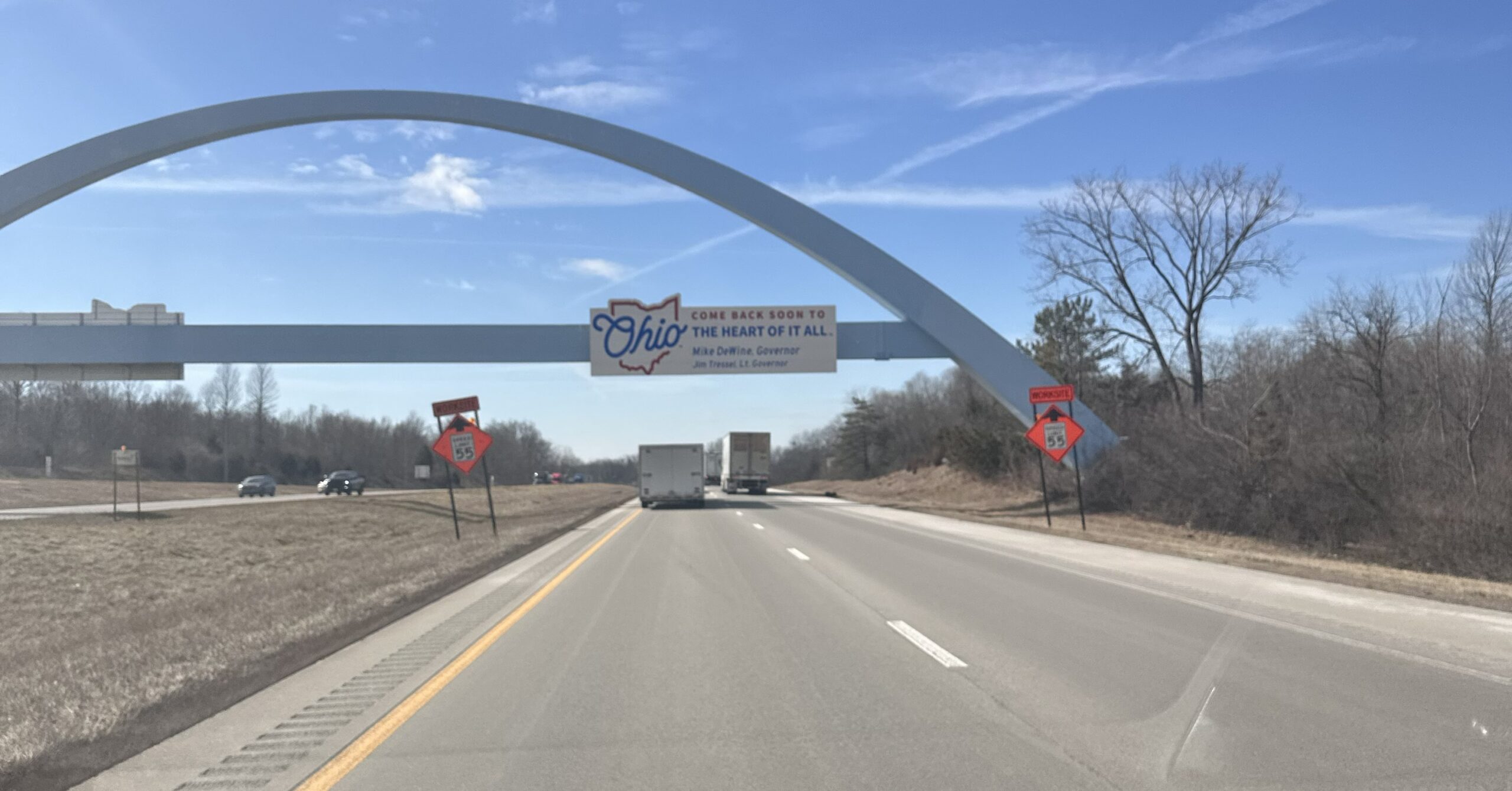 Welcome to Ohio highway sign during road trip
